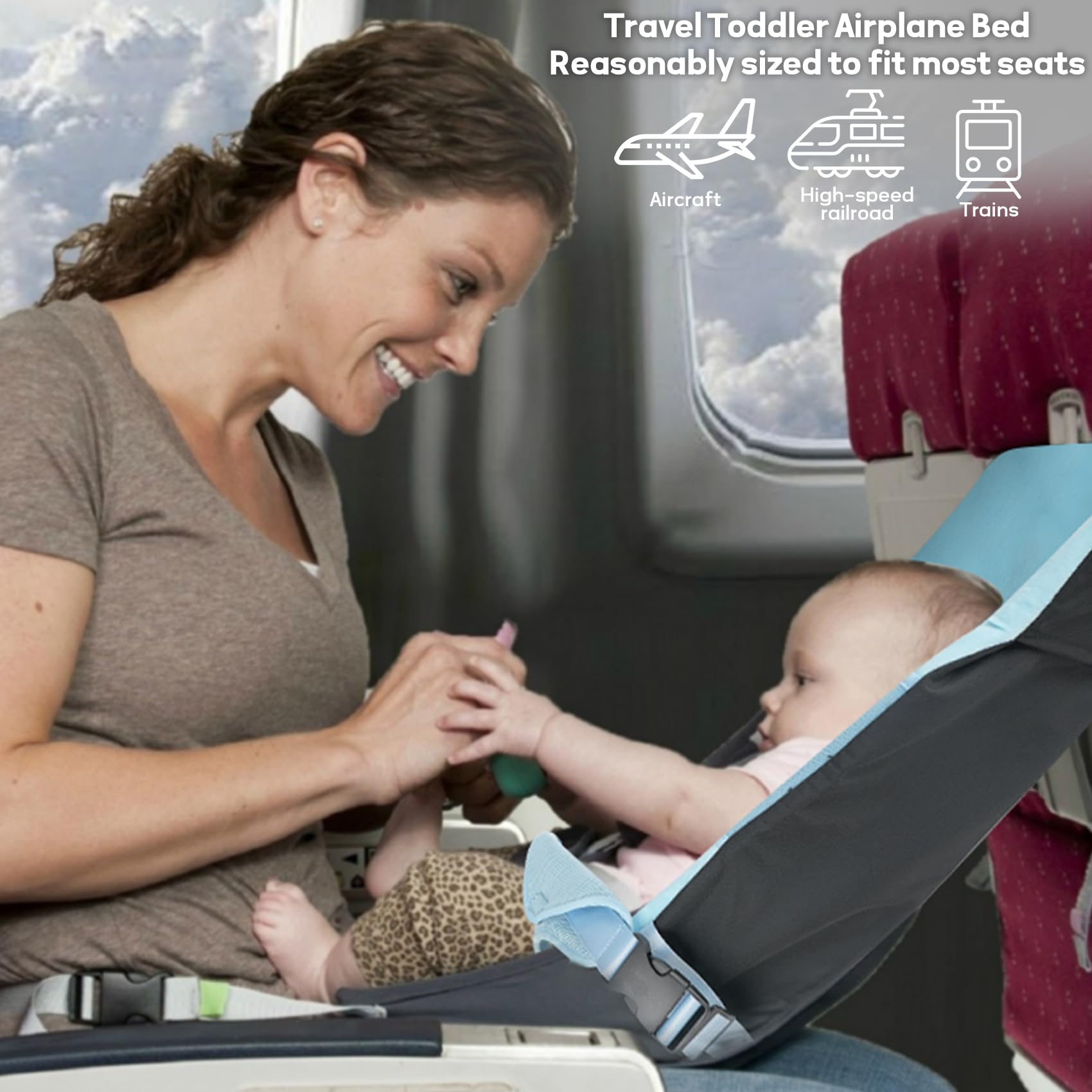 LoTanop toddler airplane bed in-flight use provides a cozy resting spot mid-flight.