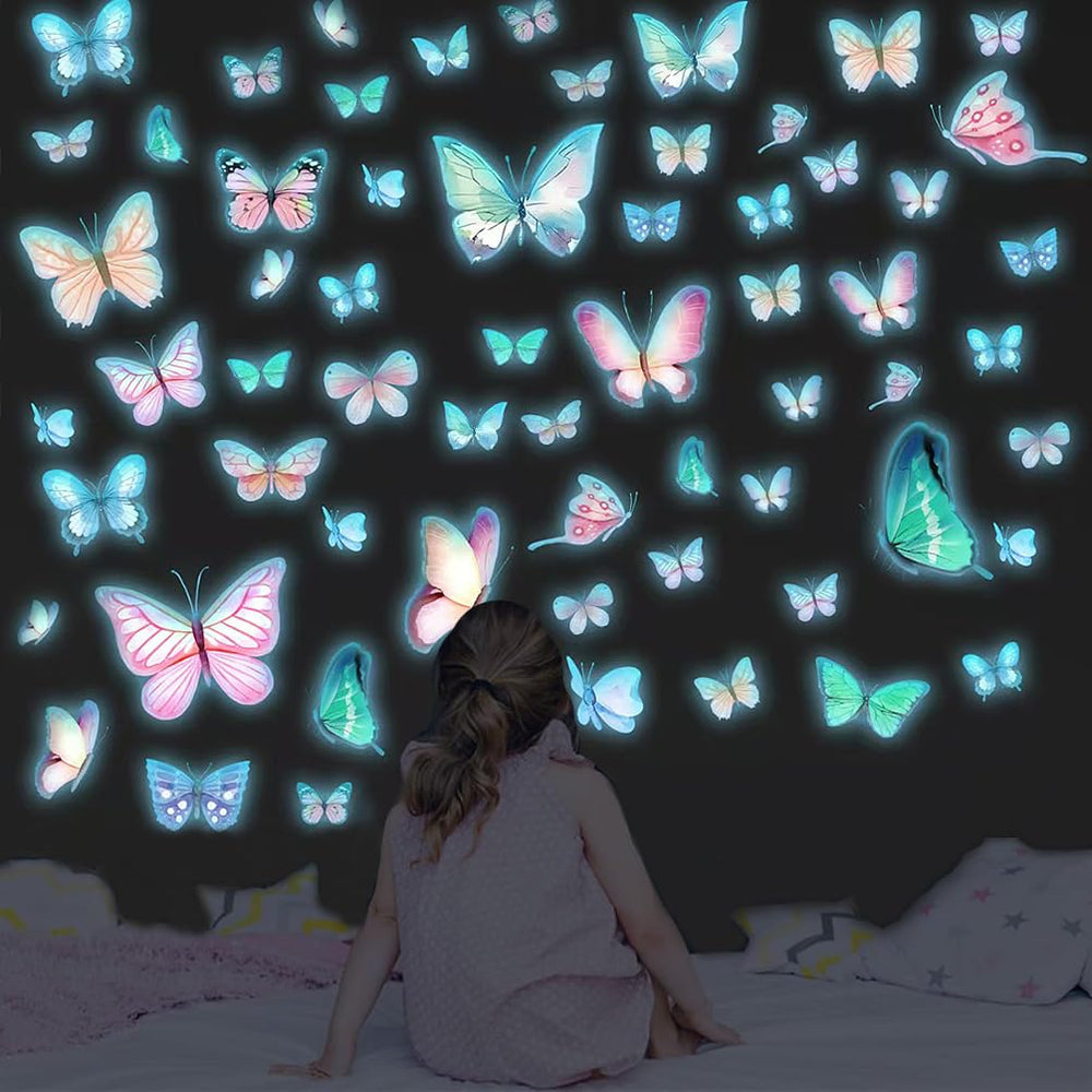 Lotusamber glow butterfly wall stickers 3-sheet pack brighten a playful wall décor scene