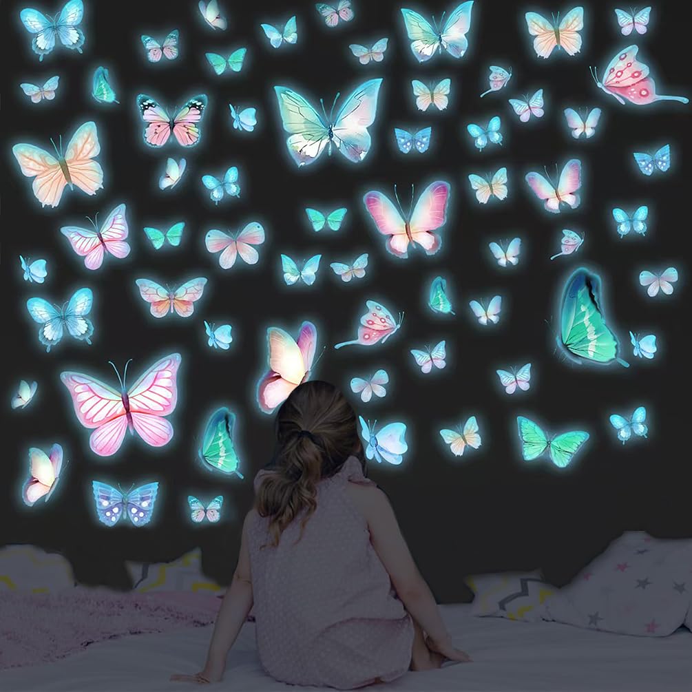 Lotusamber glow butterfly wall stickers 3-sheet pack brighten a playful wall décor scene
