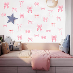 Lotusamber pink bow wall stickers 8-sheets show bundle for quick room updates