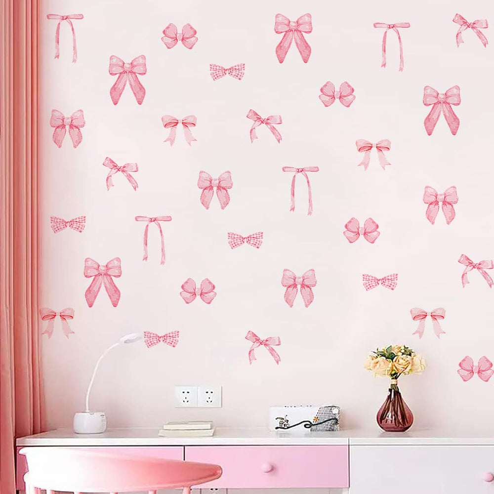 Lotusamber pink bow wall stickers watercolor bows brighten a kids' room decor