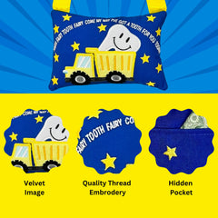 LouGoose Kids pillow front quote enhances magical tooth fairy moment.