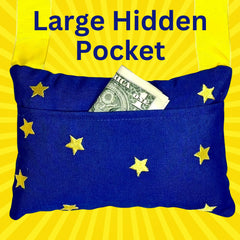 LouGoose Kids pillow pocket closeup showing tooth storage for visits.