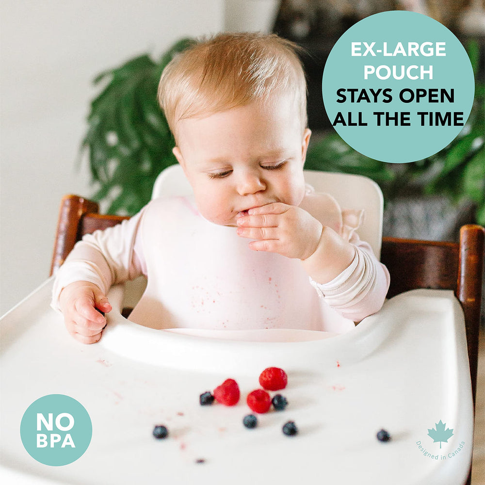 Loulou Lollipop bib Coconut Cream waterproof surface for quick wipe-clean.
