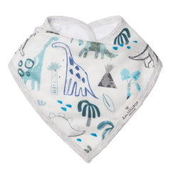 Loulou Lollipop dinosaurs bandana bib back view showing soft terry backing for comfort
