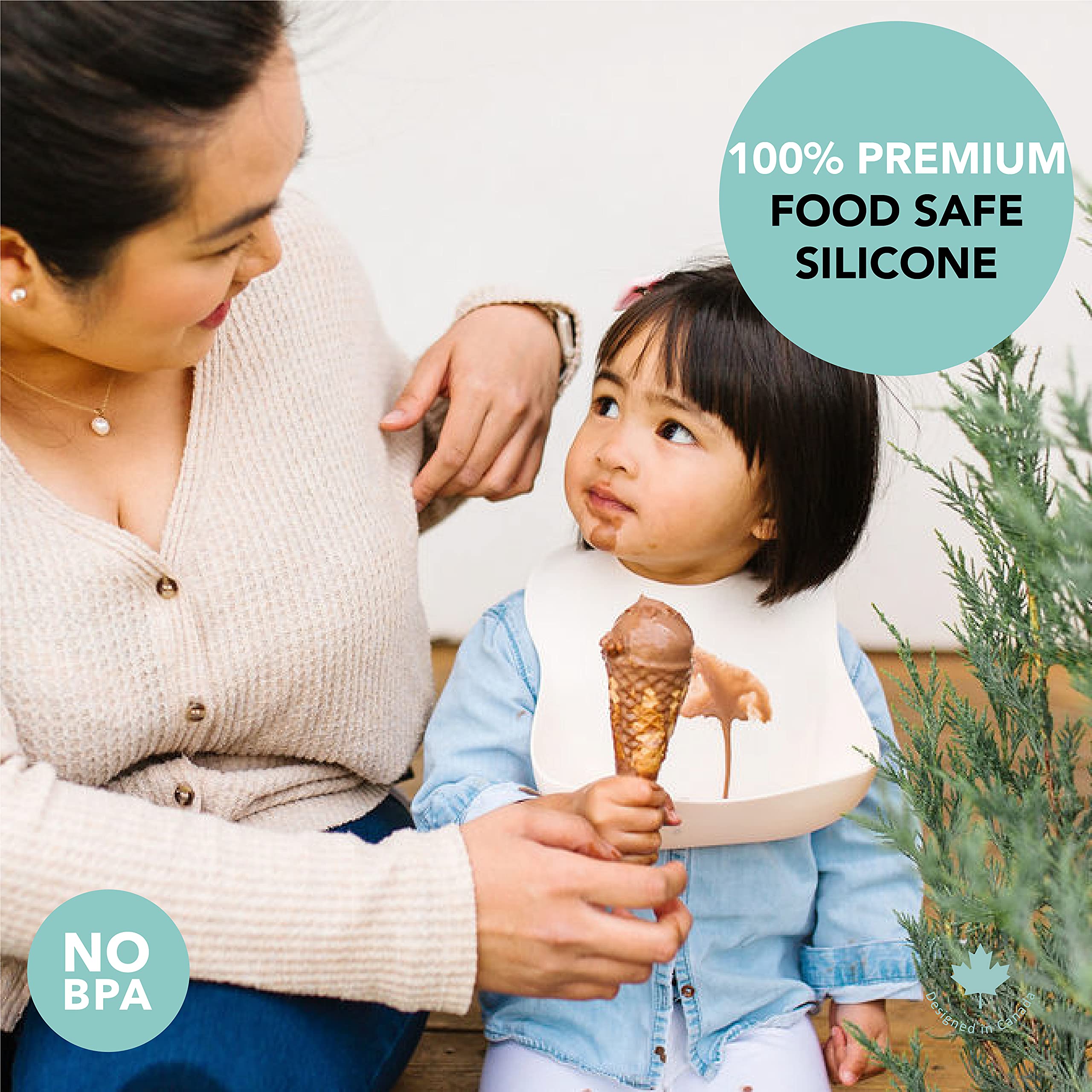 Loulou Lollipop sand-colored bib adds modern style to baby outfits.