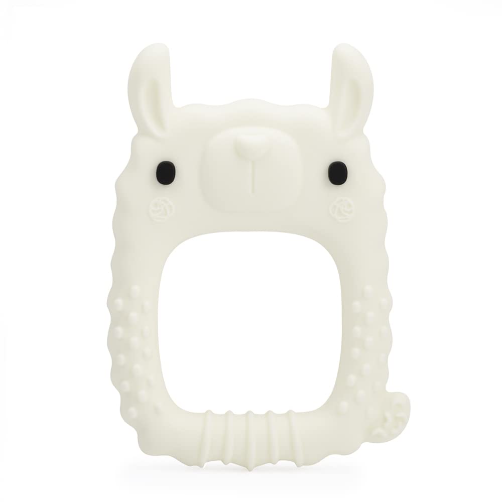 Loulou Lollipop Wild teether llama front view soothes gums during teething.