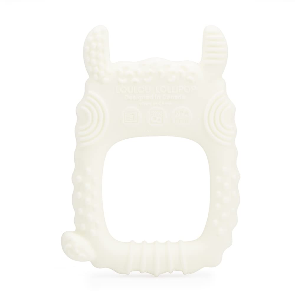 Loulou Lollipop Wild teether llama textured surface promotes comfortable chewing.