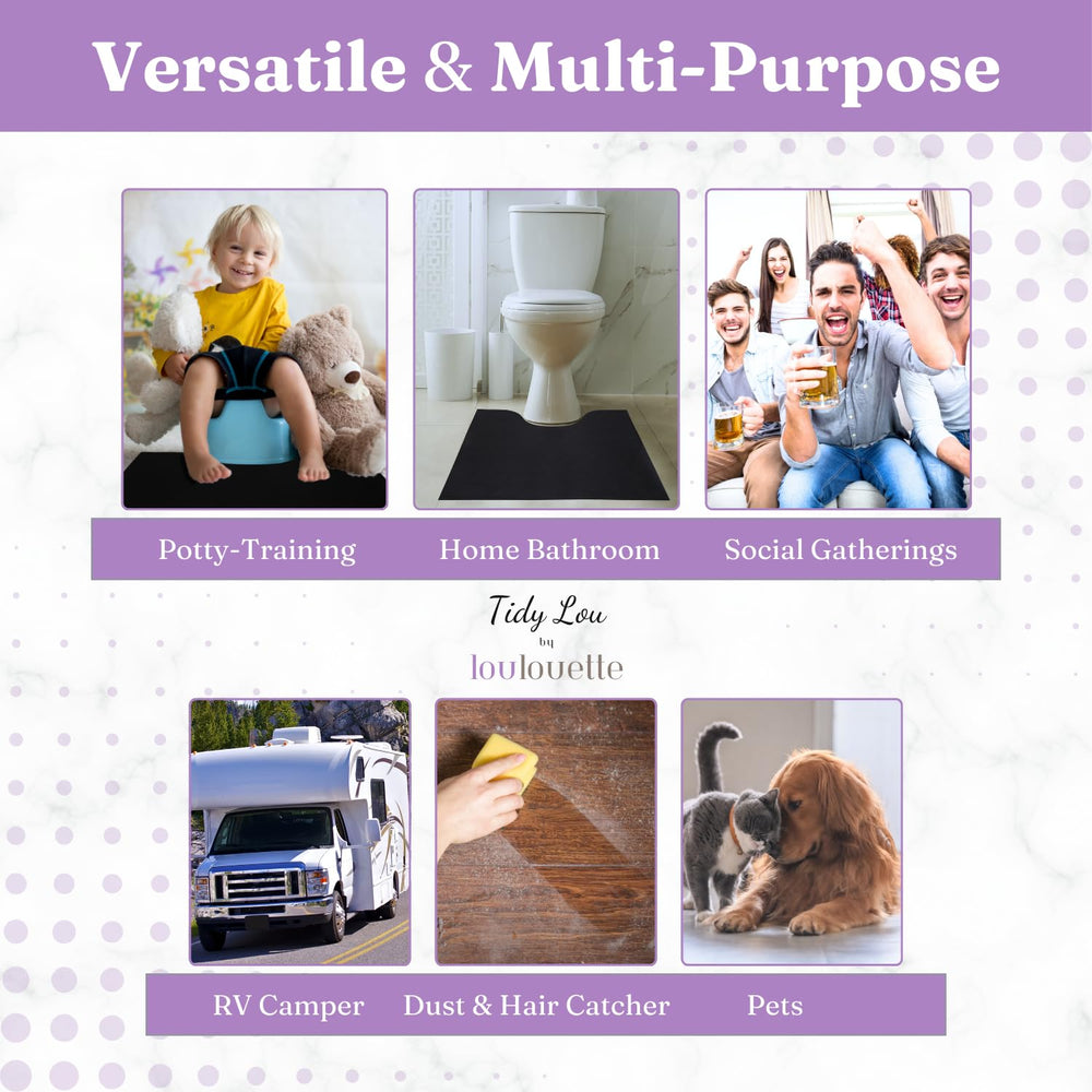 Loulouette Tidy Lou U-shape design fits around toilets for secure use.