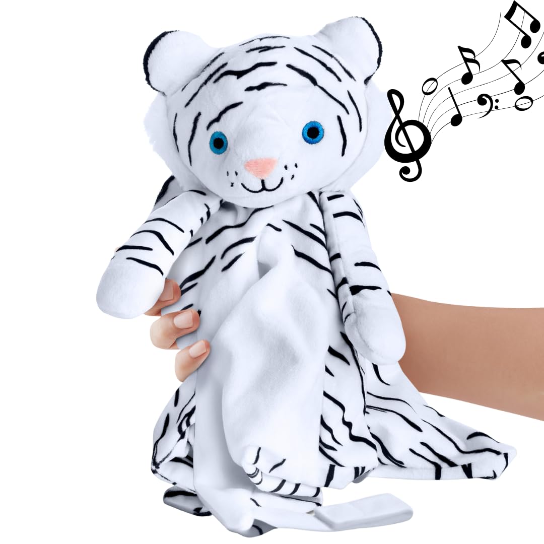 Love By Emi white tiger sleep soother heartbeat sounds for peaceful naps.