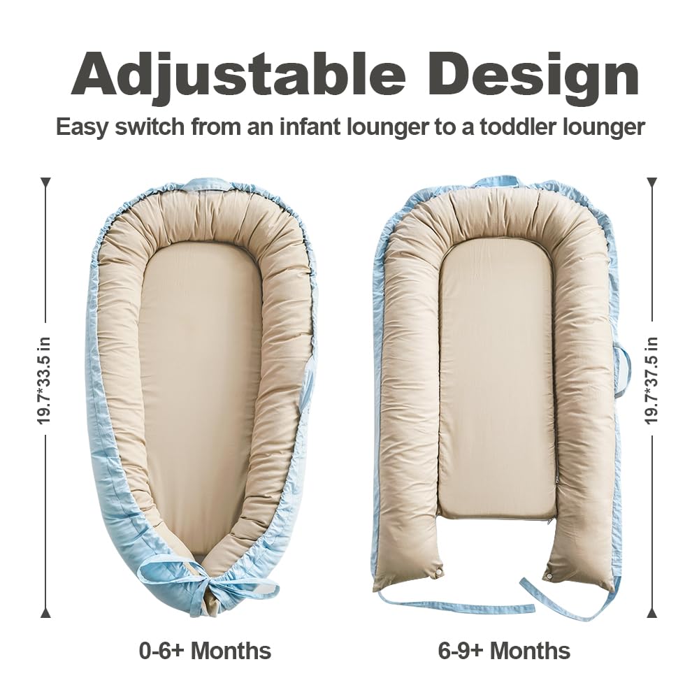 Love Mage baby lounger two-handles: easy transport between rooms with soft, safe grip.