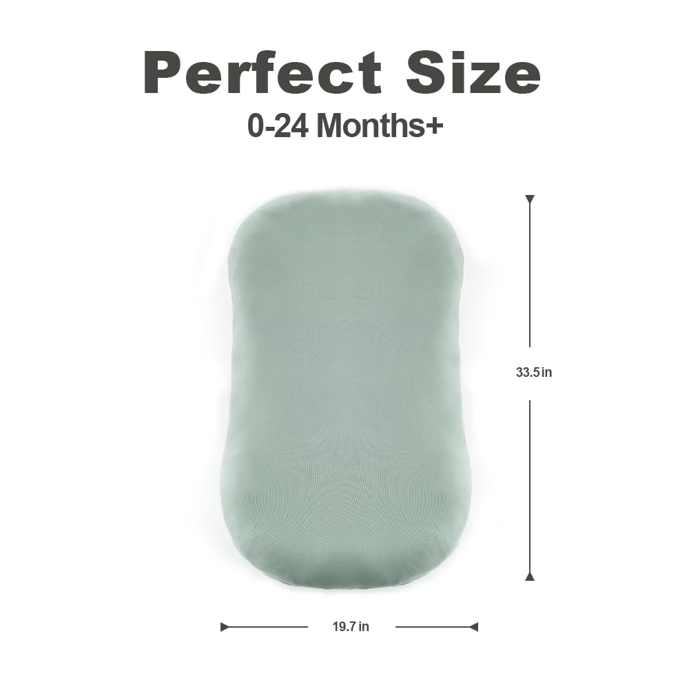 LOVE MAGE infant lounger dimensions 33.5 by 20.5 inches for a snug space.