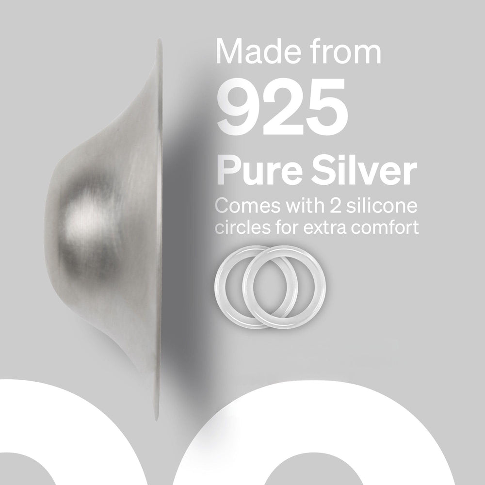 Love Noobs cotton carry pouch with silver nipple shields for easy storage.
