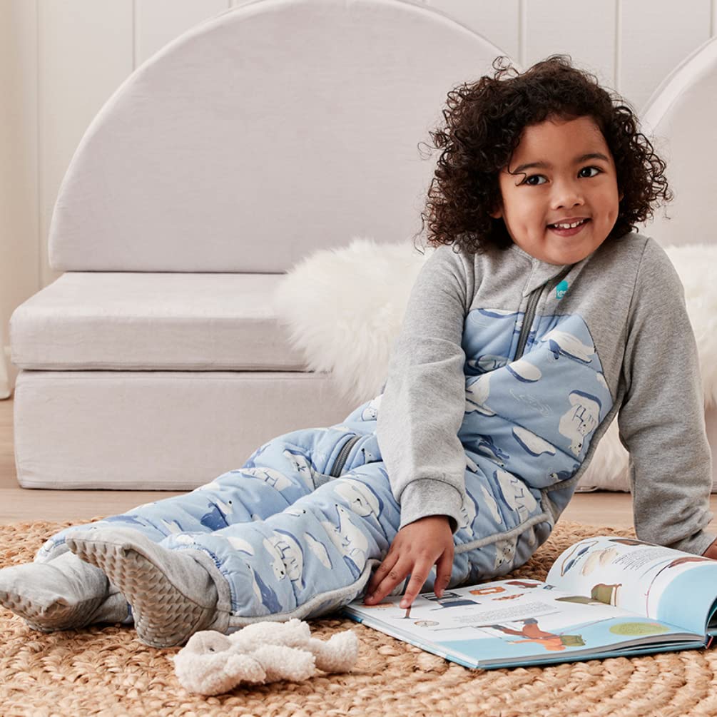 Love to Dream extra warm sleep suit blue back view, supports mobility.