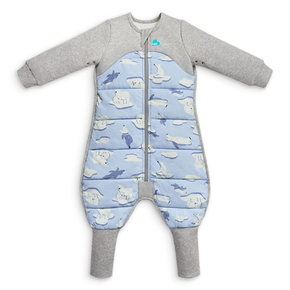 Love to Dream extra warm sleep suit blue front view, snug for chilly nights.