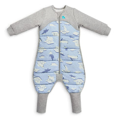 Love to Dream Extra Warm Sleep Suit blue front view shows snug fit for safe sleep
