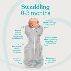 Love to Dream Hip Healthy Swaddle supports natural hip movement.