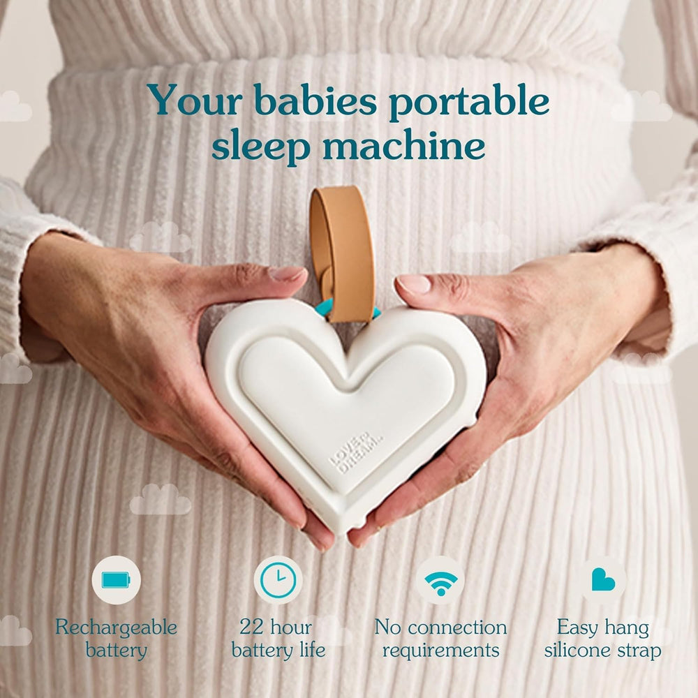 Love to Dream Sleep Machine night light demonstrates warm glow for calm baby bedtime.