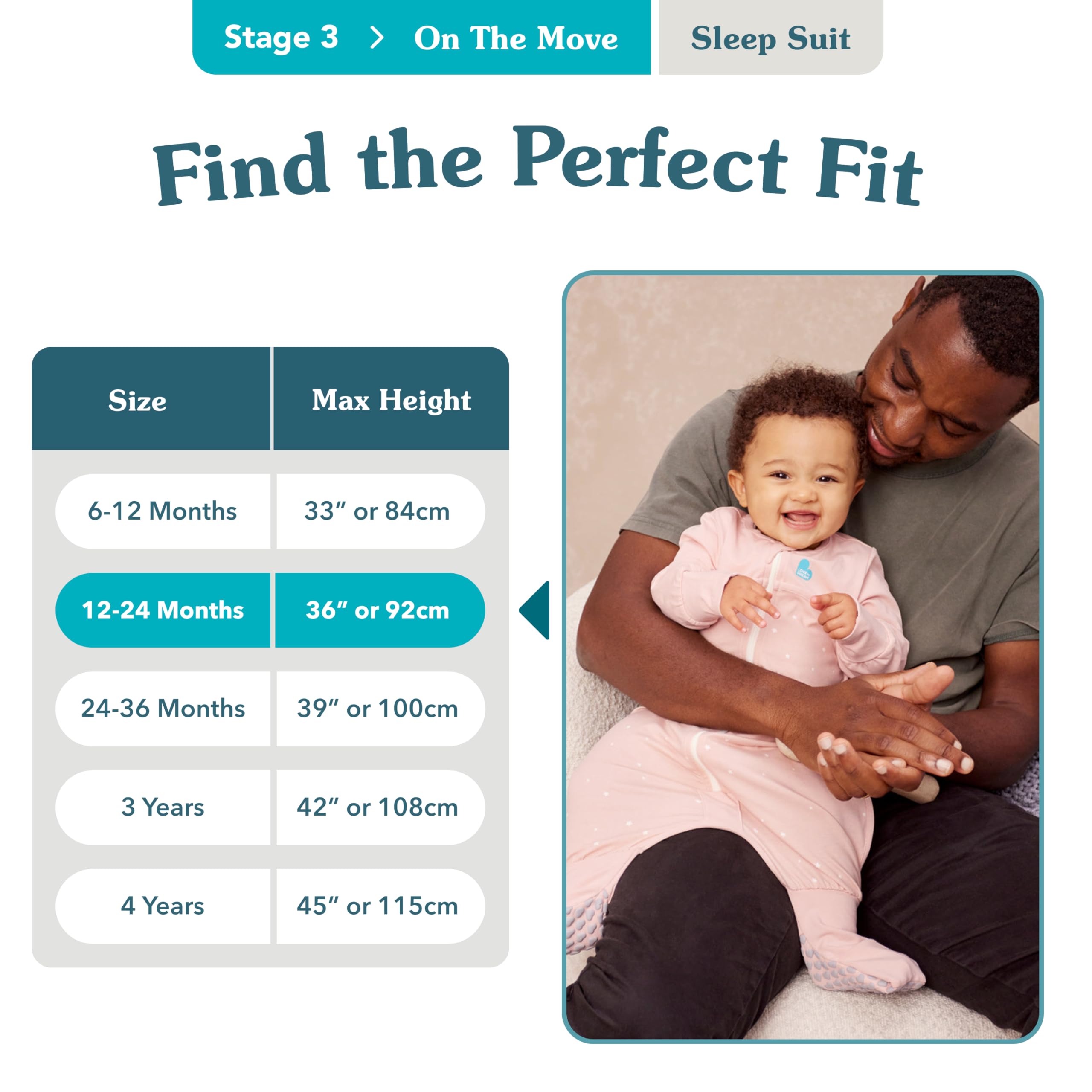 Love to Dream sleep suit blue built-in blanket interior, cozy sleep without loose blankets.