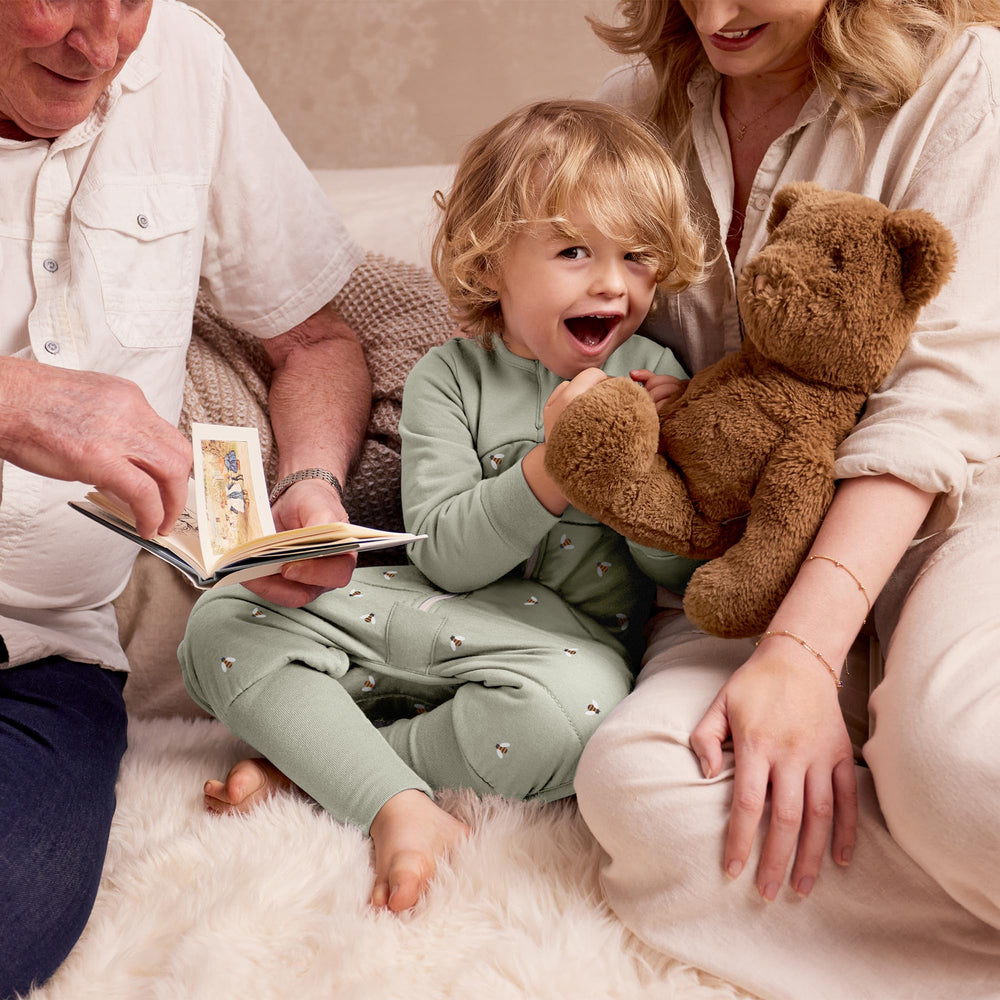 Love to Dream sleep suit grip pads on feet prevent slips during baby steps