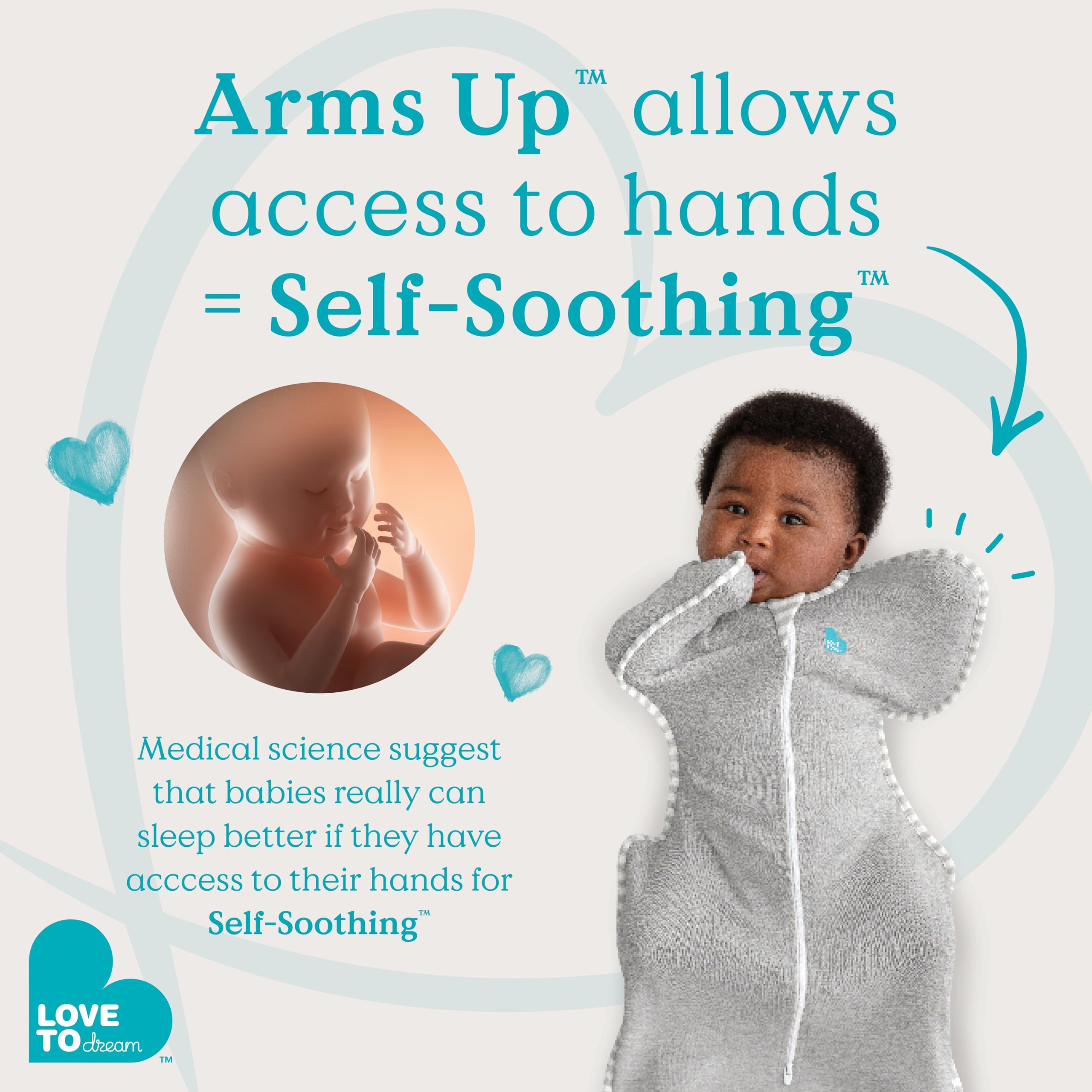 Love to Dream Swaddle UP 50/50 Gray diaper-change zipper detail enables quick changes