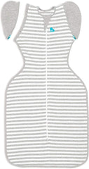 Love to Dream Swaddle UP 50/50 Gray front view demonstrates secure arms-up snugness for calm sleep