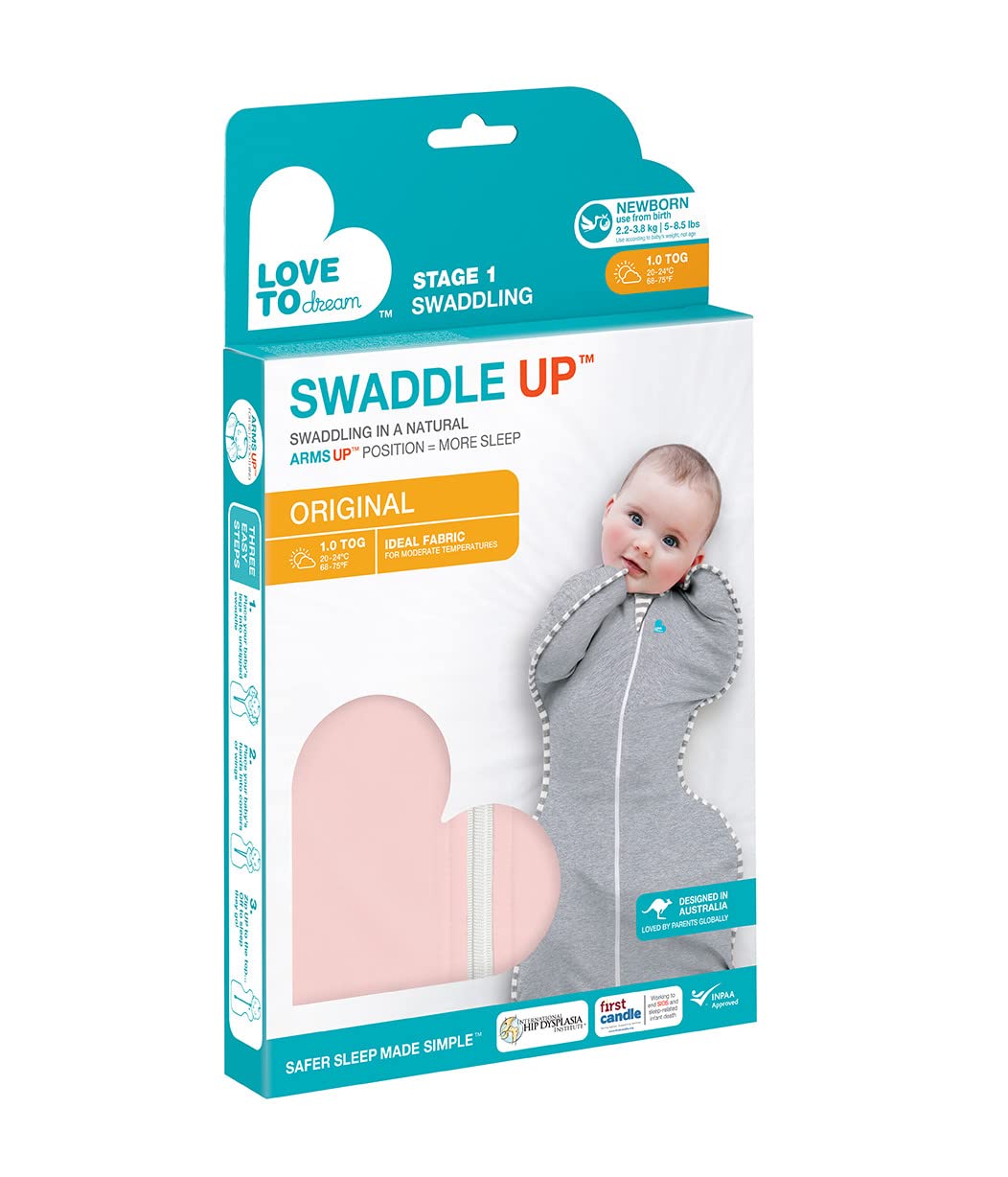 Love to Dream Swaddle Up dusty pink color closeup highlights calm routine.