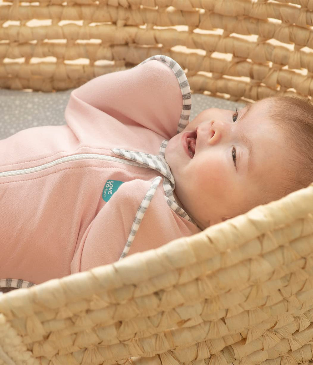 Love to Dream Swaddle UP dusty pink small soft cotton fabric close-up.