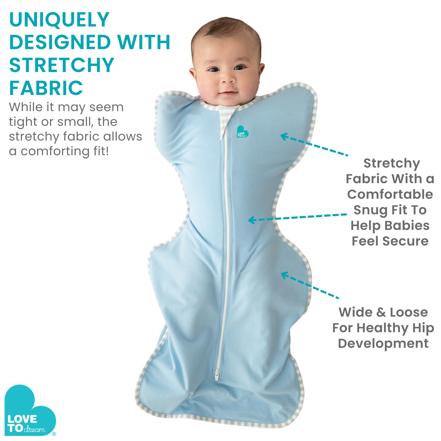 Love to Dream Swaddle UP Extra Warm white fabric close-up showing soft stretch.