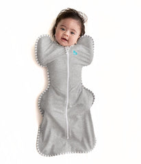 Love to Dream Swaddle UP gray newborn front view promotes secure, calm sleep.