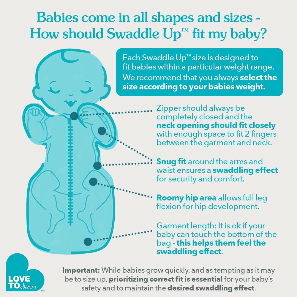 Love to Dream Swaddle Up no Velcro design for gentle night use