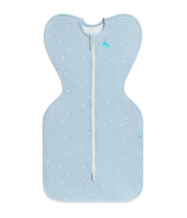 Love to Dream Swaddle Up Original arms-up design in twinkle powder blue for self-soothing sleep.