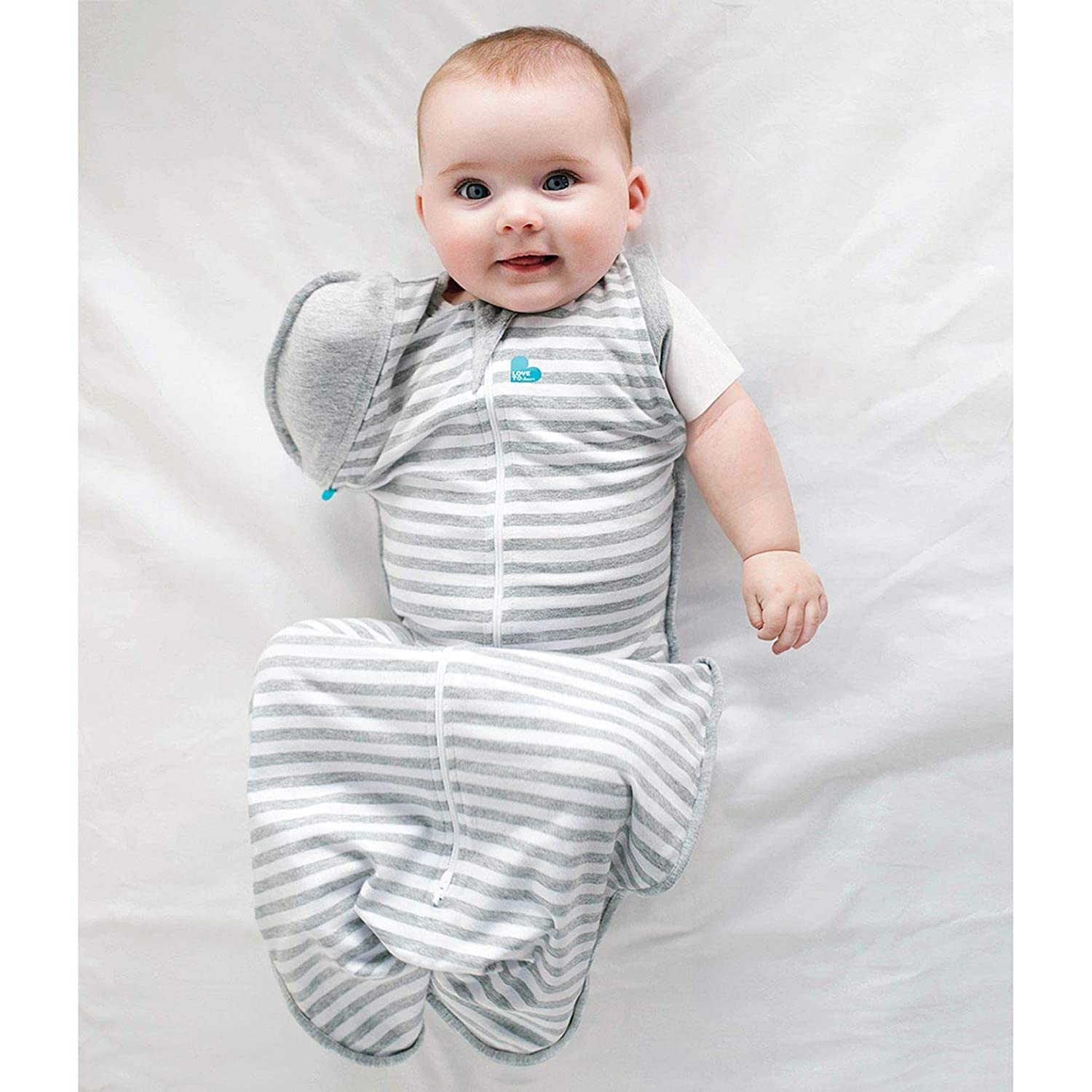 Love to Dream Swaddle Up Transition Bag gray fabric closeup shows snug fit.