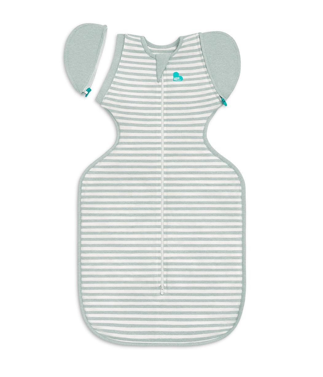 Love to Dream Transition Bag olive stripe-01 shows breathable fabric for comfy baby sleep.