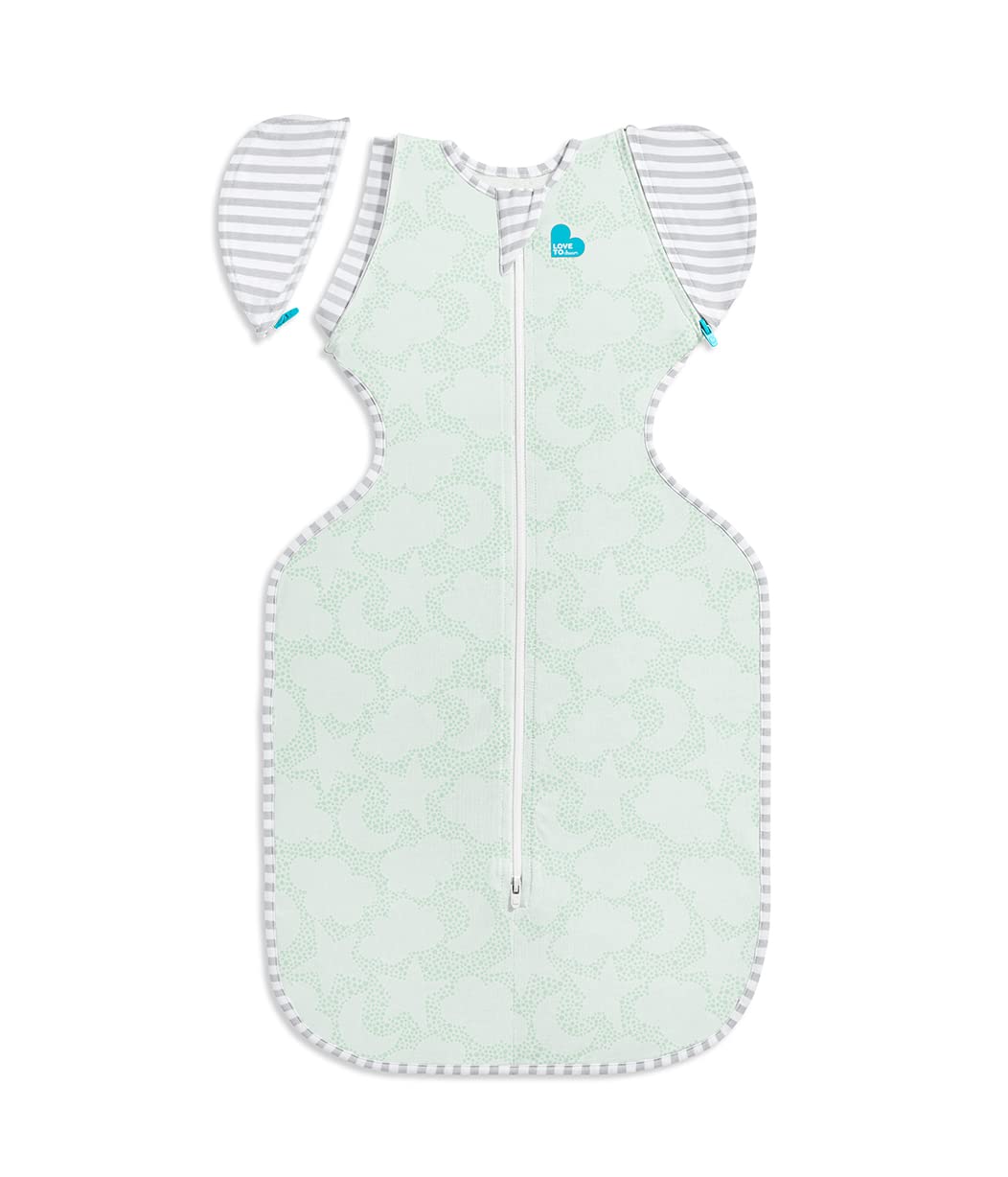 Love to Dream Transition Bag Organic 1.0 TOG Celestial Dot Mint front view, gentle transition sleep.