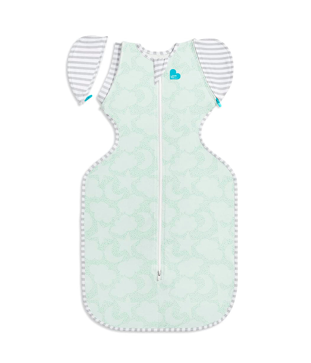 Love to Dream Transition Bag Organic 1.0 TOG Celestial Dot Mint front view, gentle transition sleep.