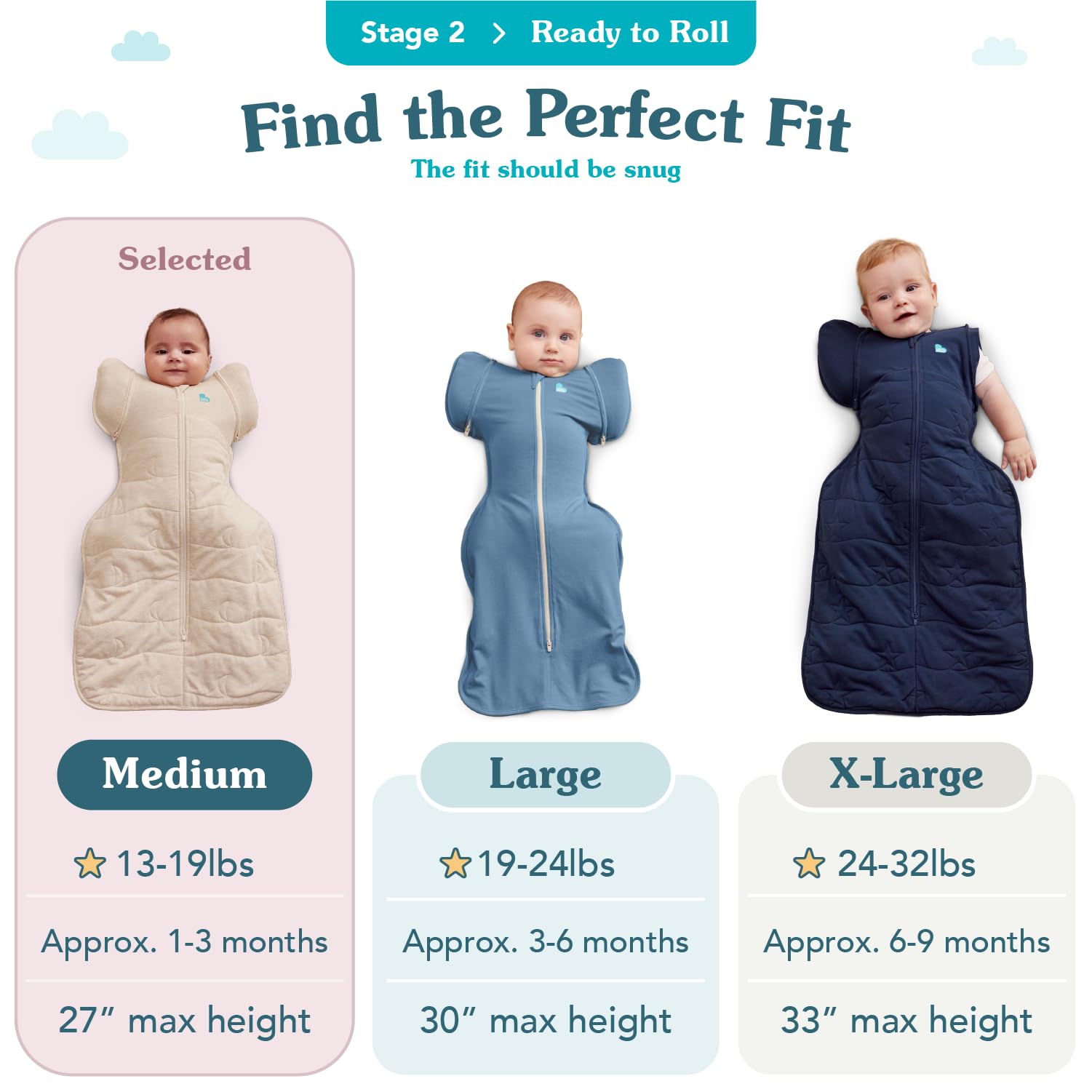 Love to Dream Transition Bag Organic 1.0 TOG Celestial Dot Mint, wings folded for snuggled sleep readiness.