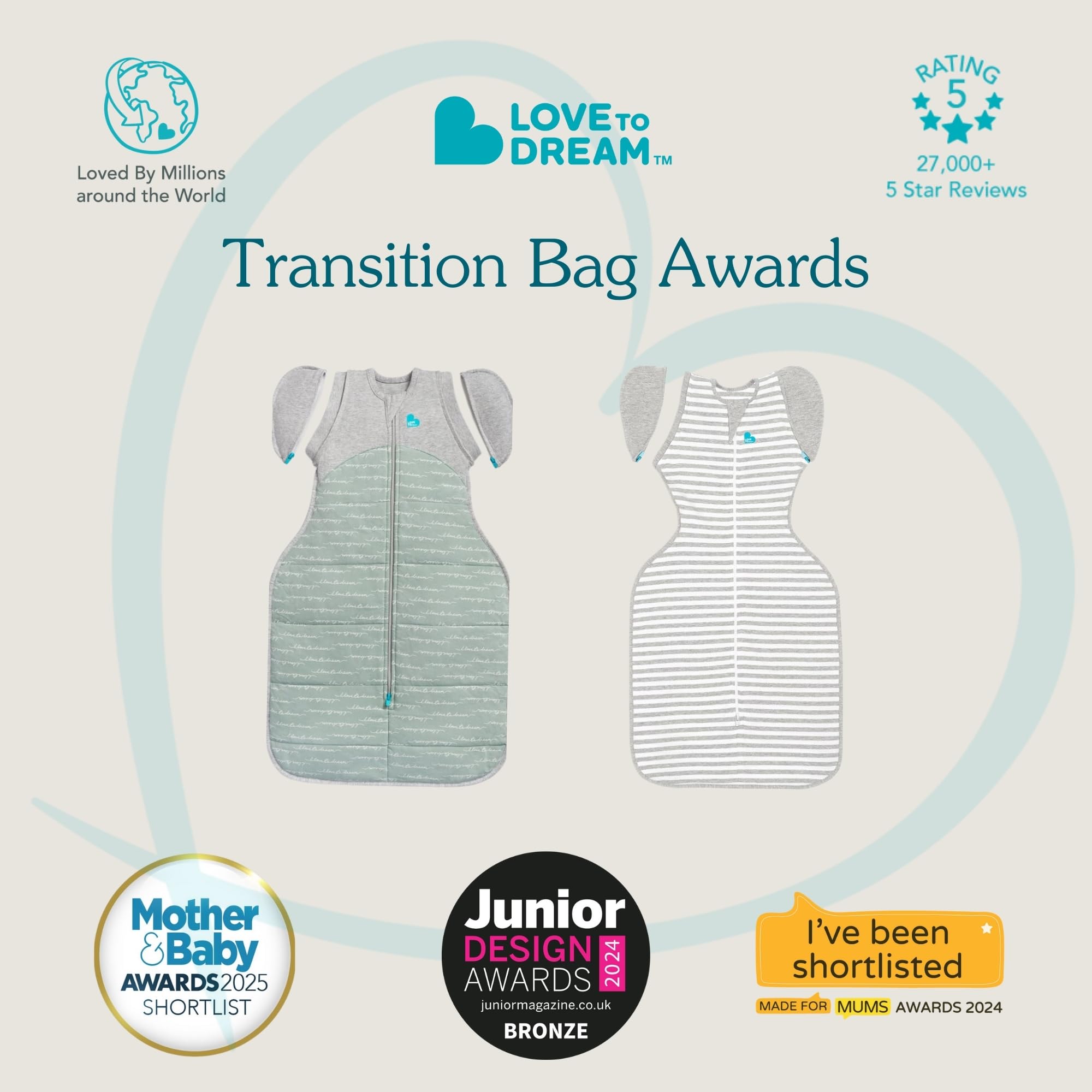 Love to Dream Transition Bag two-way zip eases diaper changes.