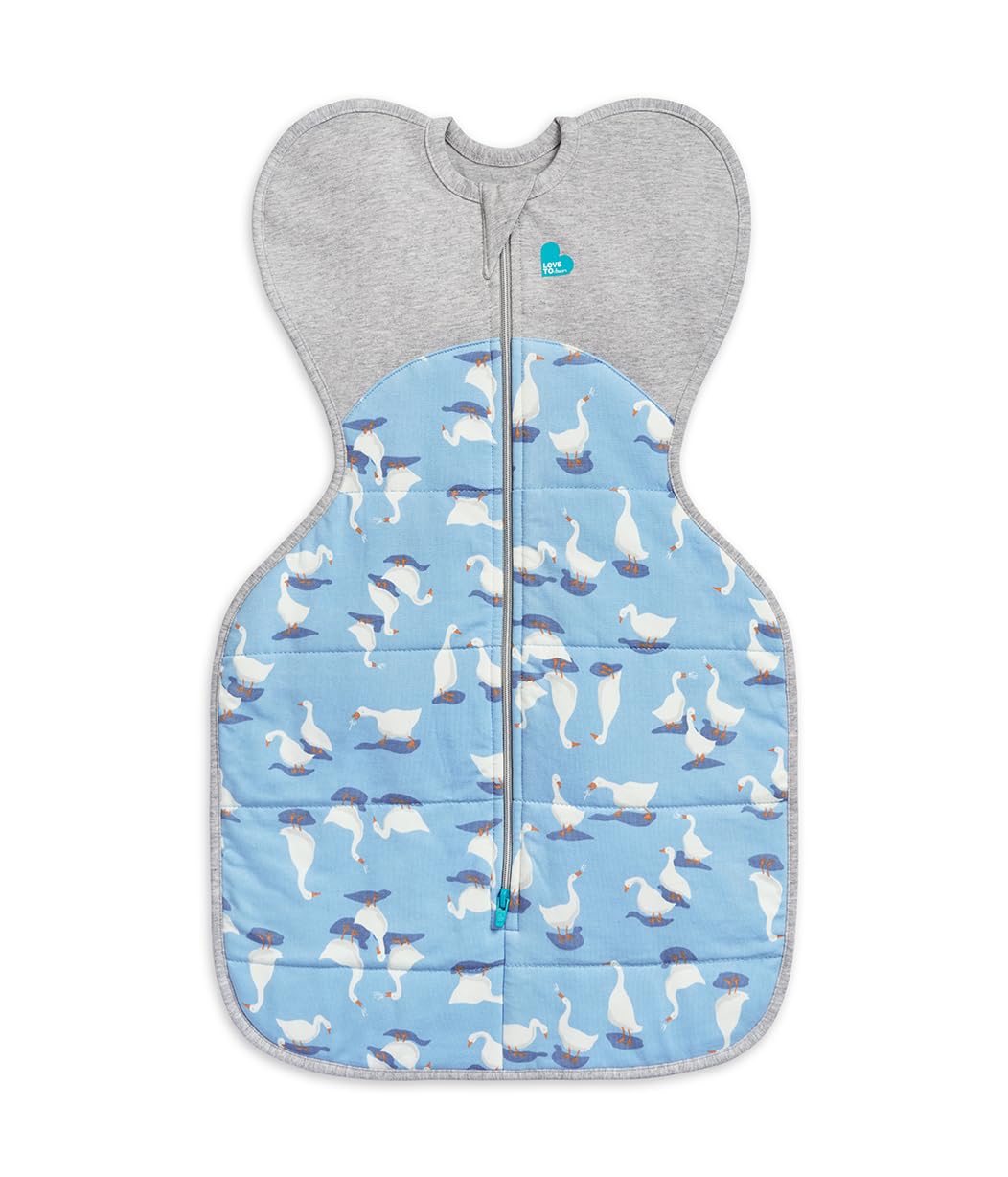 Love to Dream Warm Swaddle Up in Dusty Blue Silly Goose shows sleep tranquil setting for newborns