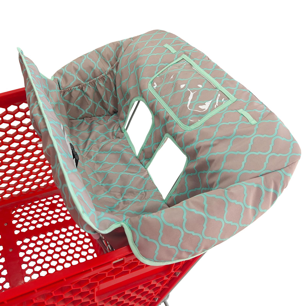 Love&go 2in1 cart-highchair cover gray grid fully protects baby seating area for spills and messes.