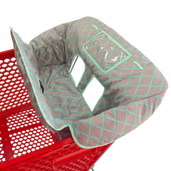 Love&go 2in1 cart-highchair cover gray grid fully protects baby seating area for spills and messes.