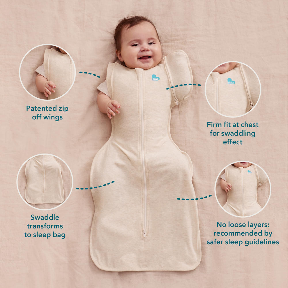 Love to Dream Swaddle Up soft stretch fabric for cozy, flexible fit.
