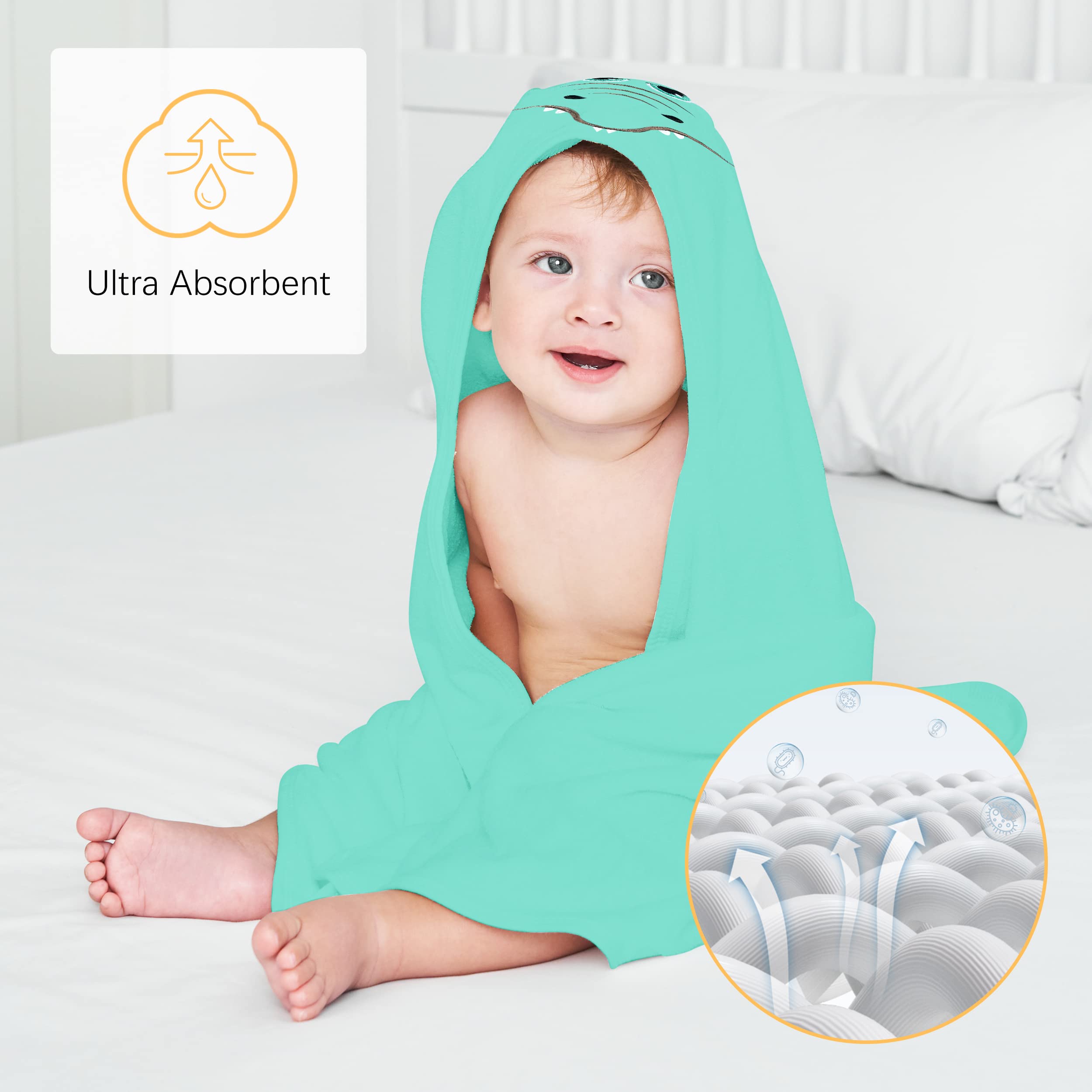 Lovely Care elephant hooded towel packaging image highlights value pack for newborns through toddlers.