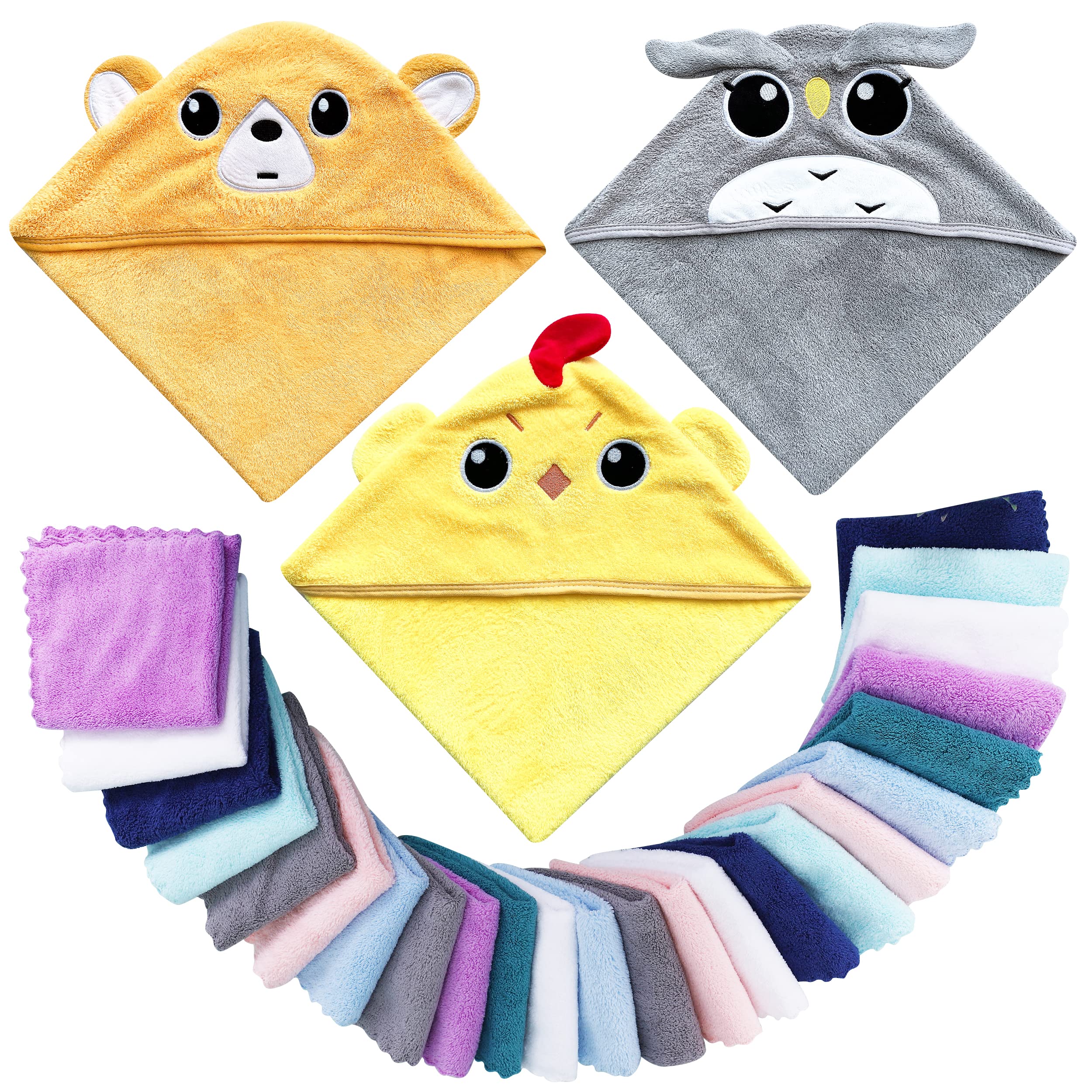 Lovely Care hooded towel chicken pattern dries babies after bath