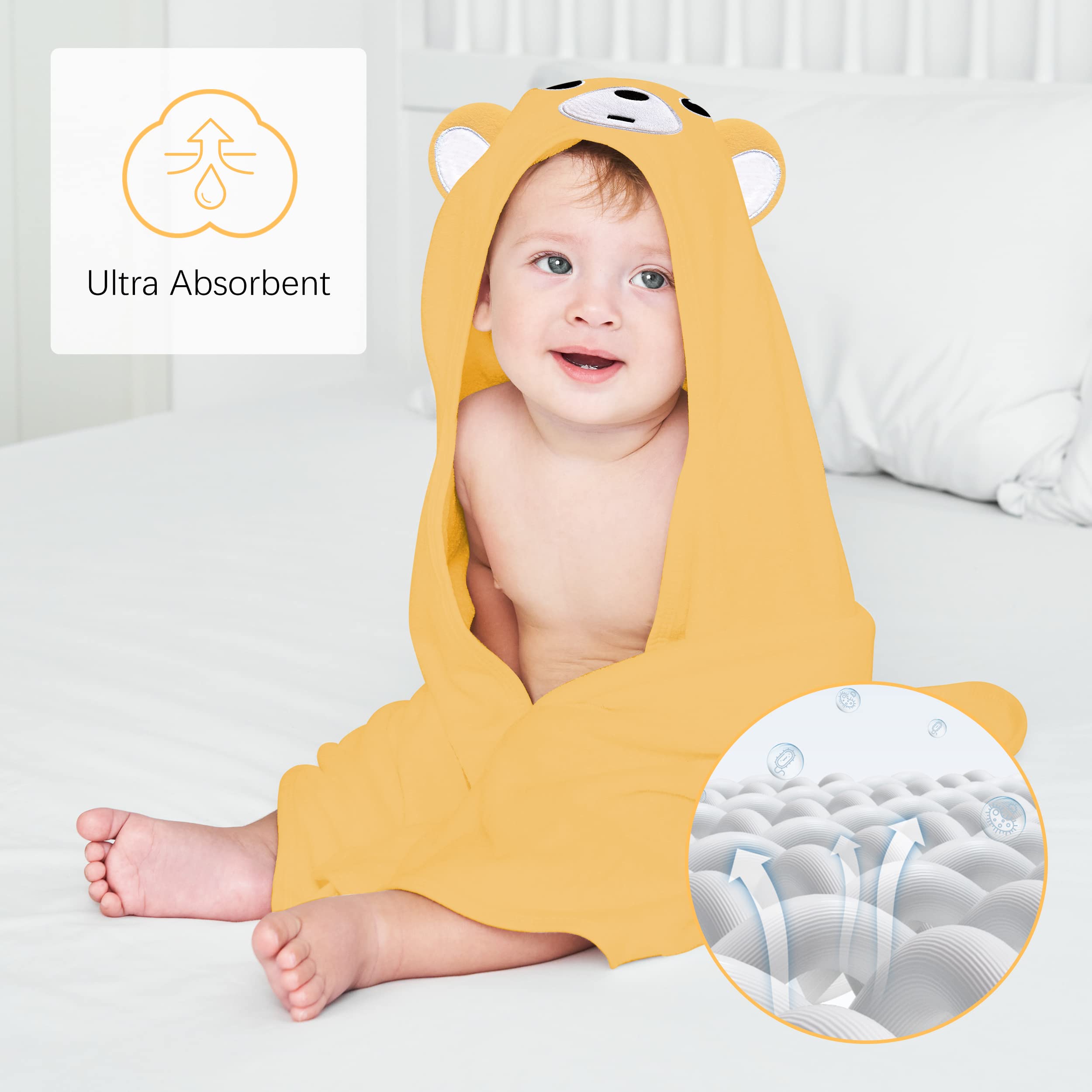 Lovely Care hooded towel eagle pattern provides a cozy post-bath wrap