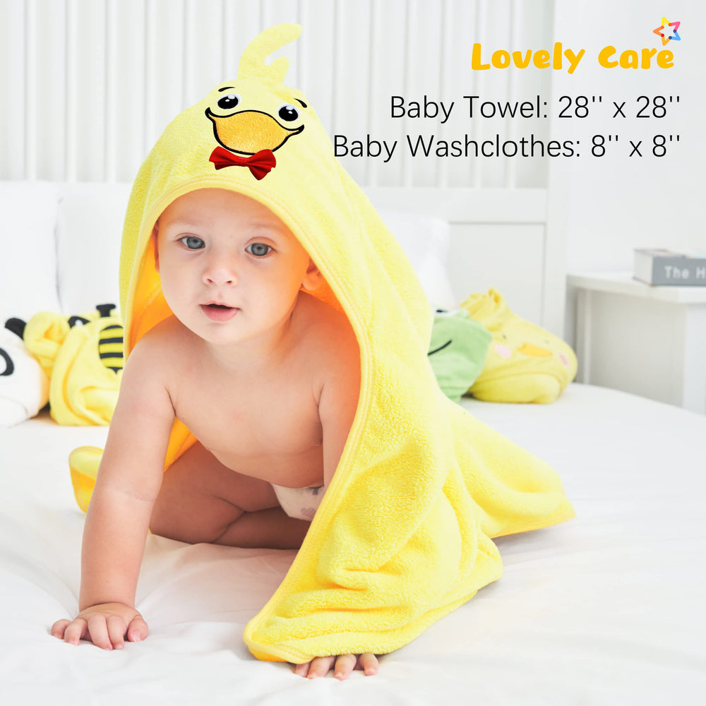 Lovely Care hooded towel in elephant design offering cozy wrap after baths
