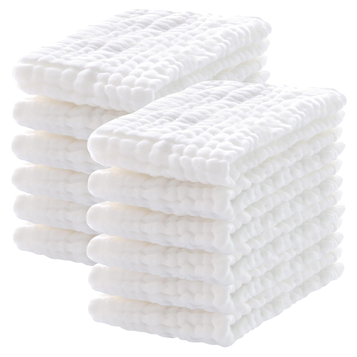 Lovely Care muslin burp cloth, 20x10 inches in white, offers gentle spill coverage.