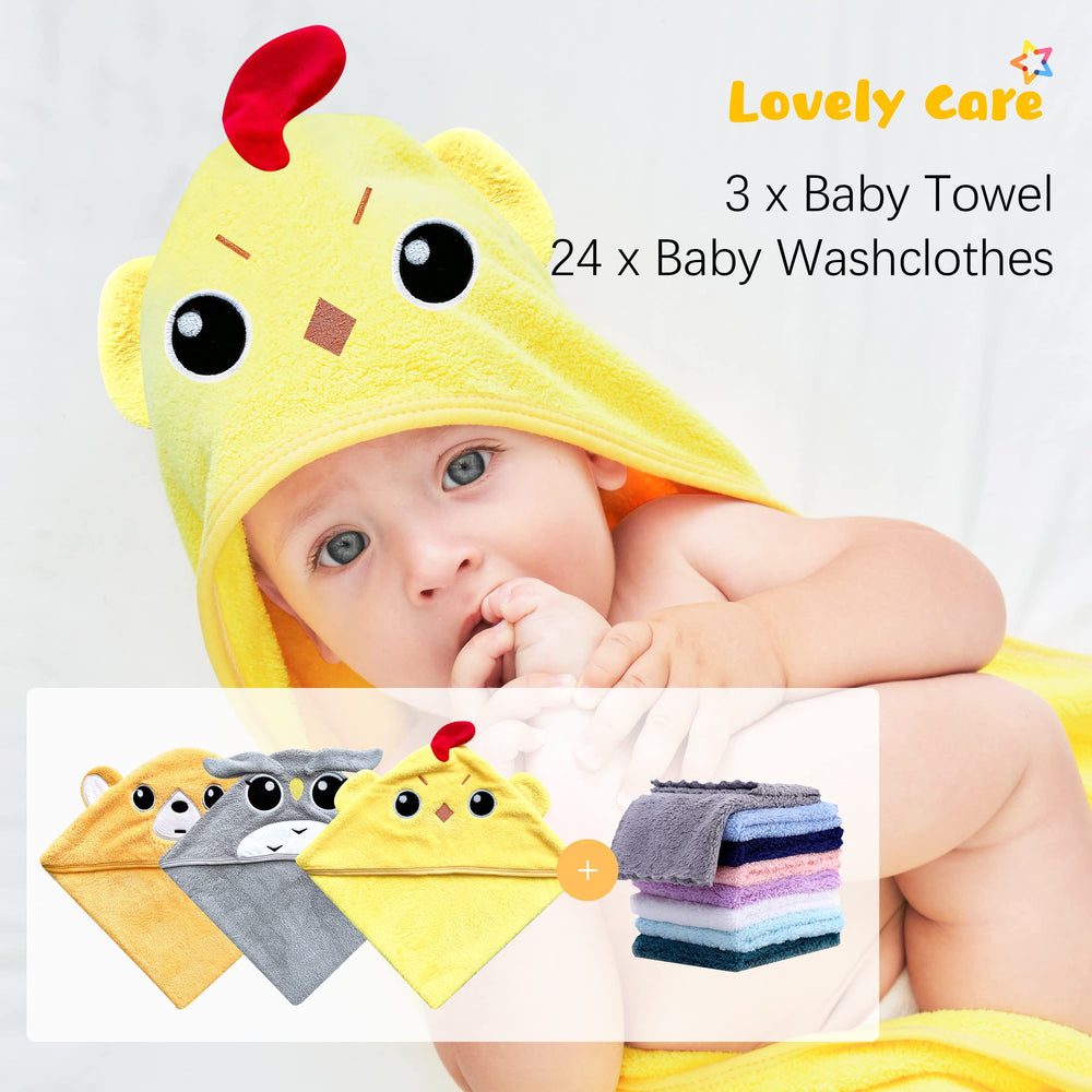 Lovely Care 24-count washcloths for gentle cleansing and rinsing