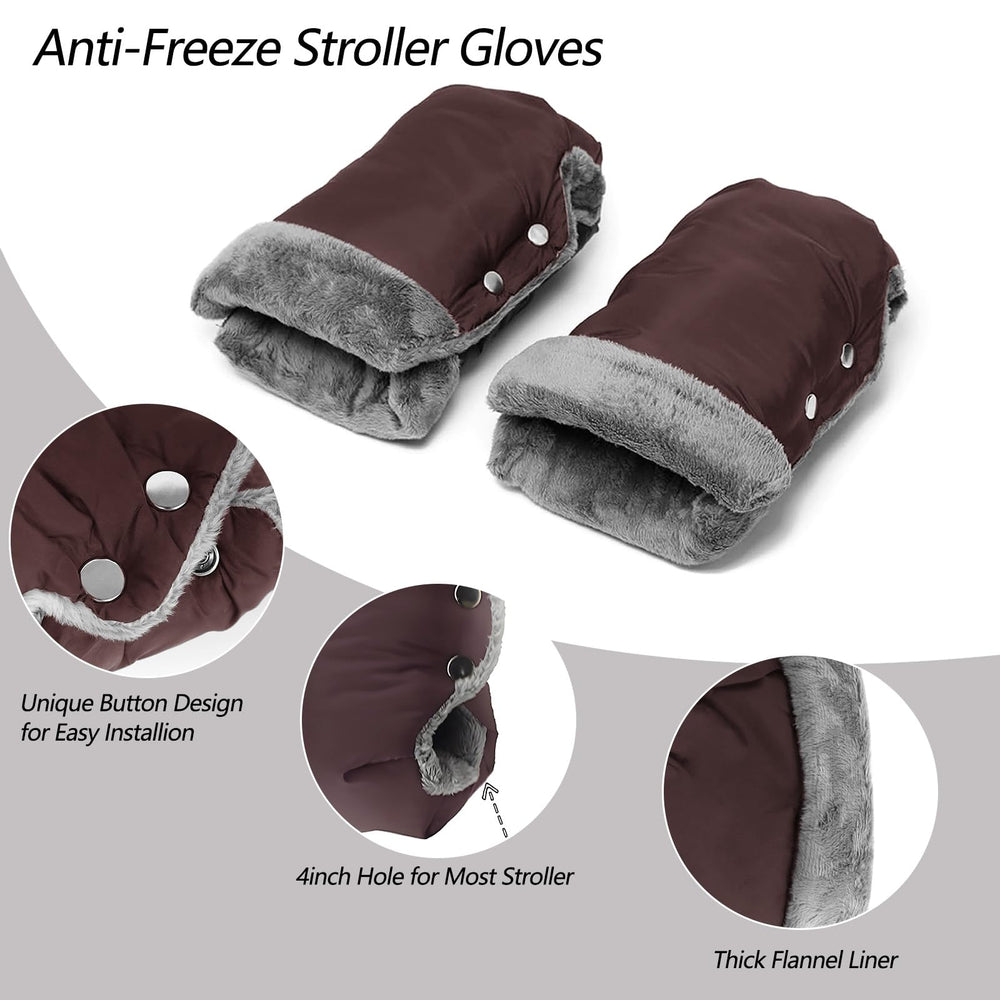 LovelyPaws waterproof stroller gloves shield hands from snow and rain.