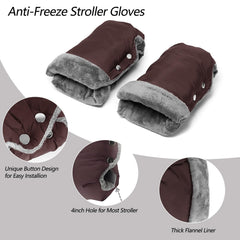 LovelyPaws waterproof stroller gloves shield hands from snow and rain.